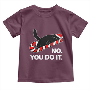 Funny Lazy Cat Christmas Toddler T Shirt No You Do It TS14 Maroon Print Your Wear