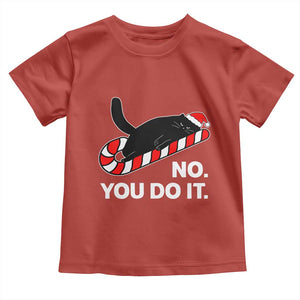 Funny Lazy Cat Christmas Toddler T Shirt No You Do It TS14 Red Print Your Wear