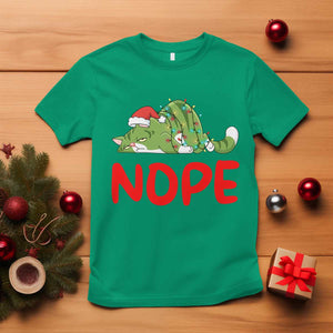 Funny Lazy Cat Christmas T Shirt Nope Not Today TS14 Irish Green Print Your Wear