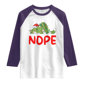 Funny Lazy Cat Christmas Raglan Shirt Nope Not Today TS14 White Purple Print Your Wear