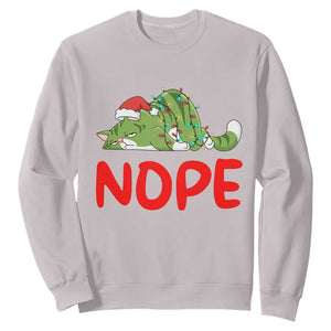 Funny Lazy Cat Christmas Sweatshirt Nope Not Today TS14 Ice Gray Print Your Wear