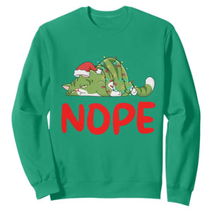 Funny Lazy Cat Christmas Sweatshirt Nope Not Today TS14 Irish Green Print Your Wear