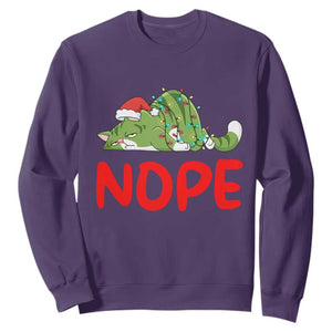 Funny Lazy Cat Christmas Sweatshirt Nope Not Today TS14 Purple Print Your Wear