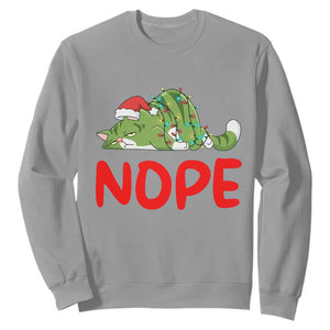 Funny Lazy Cat Christmas Sweatshirt Nope Not Today TS14 Sport Gray Print Your Wear