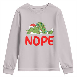 Funny Lazy Cat Christmas Youth Sweatshirt Nope Not Today TS14 Ice Gray Print Your Wear