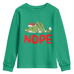 Funny Lazy Cat Christmas Youth Sweatshirt Nope Not Today TS14 Irish Green Print Your Wear