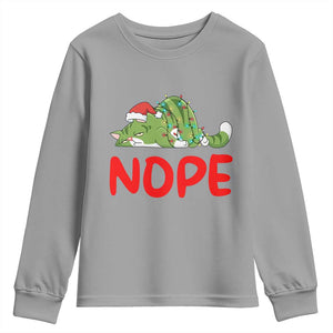 Funny Lazy Cat Christmas Youth Sweatshirt Nope Not Today TS14 Sport Gray Print Your Wear