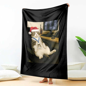 Funny Cat Christmas Throw Blanket Night Time Security Guard TS14 Print Your Wear