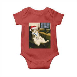 Funny Cat Christmas Baby Onesie Night Time Security Guard TS14 Red Print Your Wear