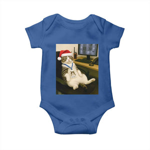 Funny Cat Christmas Baby Onesie Night Time Security Guard TS14 Royal Blue Print Your Wear