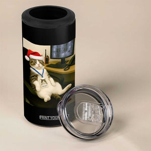 Funny Cat Christmas 4 in 1 Can Cooler Tumbler Night Time Security Guard TS14 Print Your Wear