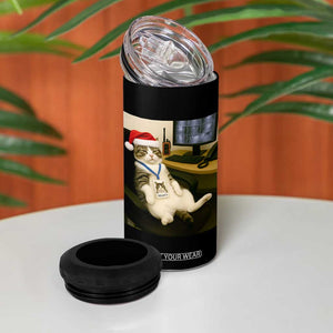 Funny Cat Christmas 4 in 1 Can Cooler Tumbler Night Time Security Guard TS14 Print Your Wear