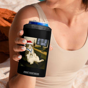 Funny Cat Christmas 4 in 1 Can Cooler Tumbler Night Time Security Guard TS14 Print Your Wear