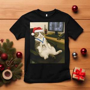 Funny Cat Christmas T Shirt Night Time Security Guard TS14 Black Print Your Wear