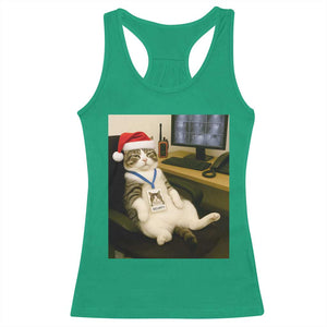 Funny Cat Christmas Racerback Tank Top Night Time Security Guard TS14 Irish Green Print Your Wear