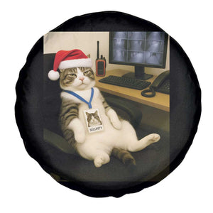 Funny Cat Christmas Spare Tire Cover Night Time Security Guard - Print Your Wear