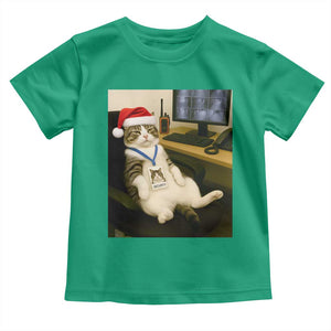 Funny Cat Christmas Toddler T Shirt Night Time Security Guard TS14 Irish Green Print Your Wear