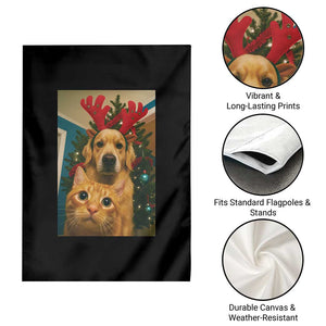 Funny Cat With Dog Selfie Christmas Garden Flag Pet Lover Xmas Gift TS14 Print Your Wear