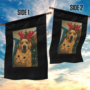 Funny Cat With Dog Selfie Christmas Garden Flag Pet Lover Xmas Gift TS14 Print Your Wear