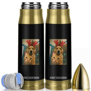 Funny Cat With Dog Selfie Christmas Bullet Tumbler Pet Lover Xmas Gift TS14 Black Print Your Wear