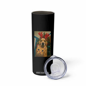 Funny Cat With Dog Selfie Christmas Skinny Tumbler Pet Lover Xmas Gift TS14 Print Your Wear