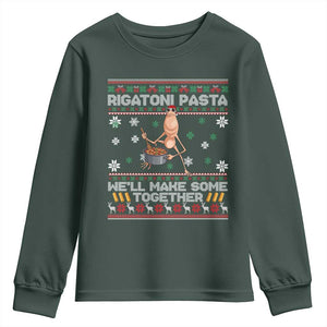 Marcus The Worm Christmas Meme Youth Sweatshirt Rigatoni Pasta We Will Make Some Together TS14 Dark Forest Green Print Your Wear