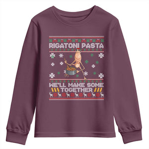 Marcus The Worm Christmas Meme Youth Sweatshirt Rigatoni Pasta We Will Make Some Together TS14 Maroon Print Your Wear