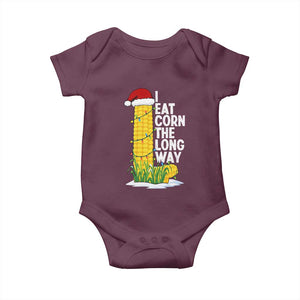I Eat Corn The Long Way Baby Onesie Funny Corn Adult Humor Christmas TS14 Maroon Print Your Wear
