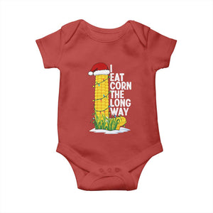I Eat Corn The Long Way Baby Onesie Funny Corn Adult Humor Christmas TS14 Red Print Your Wear