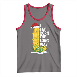 I Eat Corn The Long Way Tank Top Funny Corn Adult Humor Christmas TS14 Deep Heather Red Print Your Wear