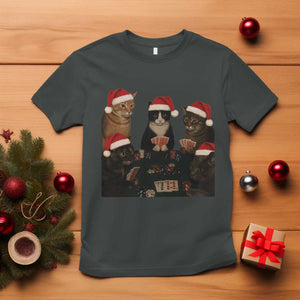 Poker Cats Christmas Meme Shirt T Shirt Funny Gambling Cat TS14 Dark Heather Print Your Wear