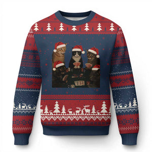 Poker Cats Christmas Meme Shirt Ugly Christmas Sweater Funny Gambling Cat TS14 Navy Red Print Your Wear