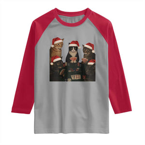 Poker Cats Christmas Meme Shirt Raglan Shirt Funny Gambling Cat TS14 Sport Gray Red Print Your Wear