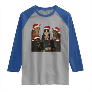 Poker Cats Christmas Meme Shirt Raglan Shirt Funny Gambling Cat TS14 Sport Gray Royal Print Your Wear