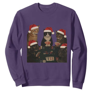 Poker Cats Christmas Meme Shirt Sweatshirt Funny Gambling Cat TS14 Purple Print Your Wear
