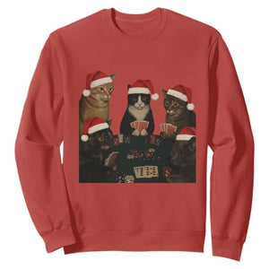 Poker Cats Christmas Meme Shirt Sweatshirt Funny Gambling Cat TS14 Red Print Your Wear