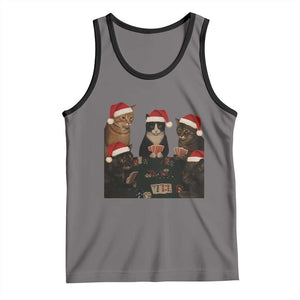 Poker Cats Christmas Meme Shirt Tank Top Funny Gambling Cat TS14 Deep Heather Black Print Your Wear
