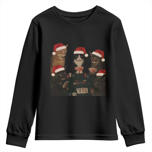 Poker Cats Christmas Meme Shirt Youth Sweatshirt Funny Gambling Cat TS14 Black Print Your Wear