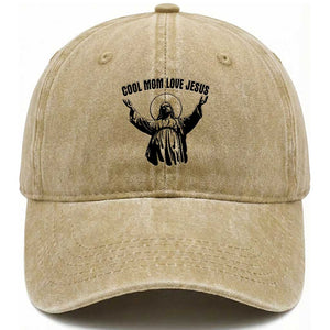 Christian Mom Faith Washed Cotton Baseball Cap Cool Mom Love Jesus TS14 Washed Cap Universal Fit Khaki Print Your Wear