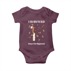 Marcus The Worm Meme Baby Onesie I Survived 67 Days On Rigatoni TS14 Maroon Print Your Wear