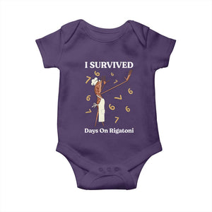 Marcus The Worm Meme Baby Onesie I Survived 67 Days On Rigatoni TS14 Purple Print Your Wear
