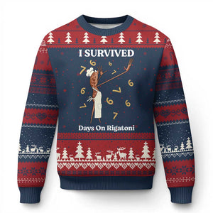 Marcus The Worm Meme Ugly Christmas Sweater I Survived 67 Days On Rigatoni TS14 Navy Red Print Your Wear