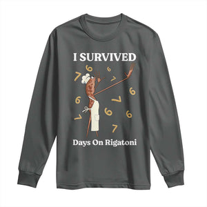 Marcus The Worm Meme Long Sleeve Shirt I Survived 67 Days On Rigatoni TS14 Dark Heather Print Your Wear