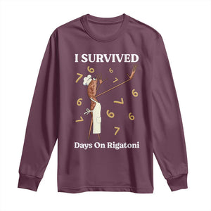 Marcus The Worm Meme Long Sleeve Shirt I Survived 67 Days On Rigatoni TS14 Maroon Print Your Wear