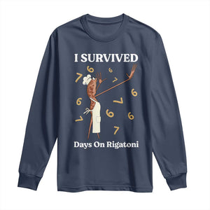 Marcus The Worm Meme Long Sleeve Shirt I Survived 67 Days On Rigatoni TS14 Navy Print Your Wear