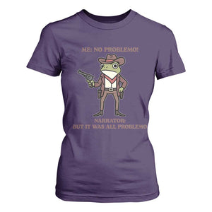 Cowboy Frog Meme T Shirt For Women Funny Me No Problemo Narrator TS14 Purple Print Your Wear