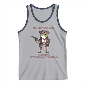 Cowboy Frog Meme Tank Top Funny Me No Problemo Narrator TS14 Athletic Heather Navy Print Your Wear
