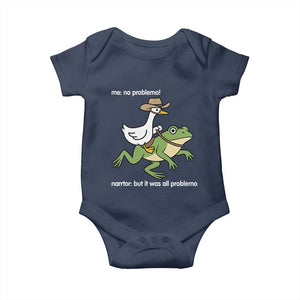 Cowboy Goose Meme Baby Onesie Funny Frog Me No Problemo Narrator TS14 Navy Print Your Wear