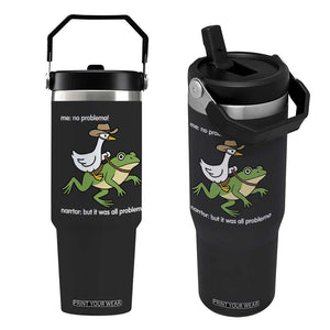 Cowboy Goose Meme Flip Straw Tumbler Funny Frog Me No Problemo Narrator TS14 One Size: 30 oz Black Print Your Wear