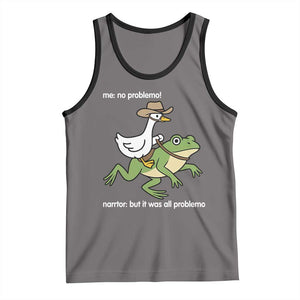 Cowboy Goose Meme Tank Top Funny Frog Me No Problemo Narrator TS14 Deep Heather Black Print Your Wear